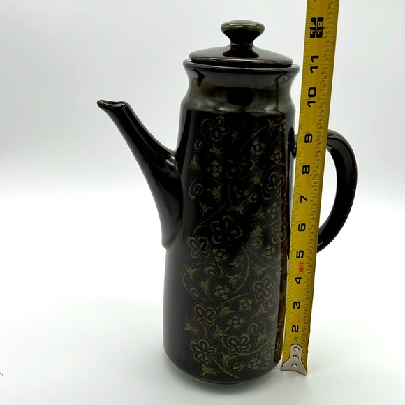Vintage Franciscan Madeira Tall Earthenware Coffee Pot - Brown w/ Green Floral - Picture 14 of 15